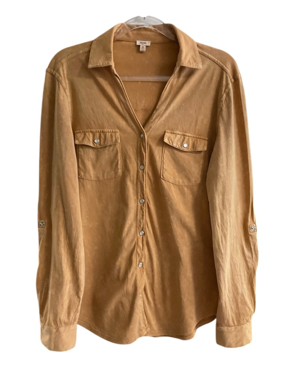 Reba Pearl Snap Knit Collared Shirt
